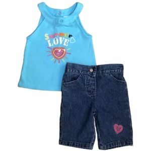 NWT GIRLS MINIWEAR SUMMER LOVE PANTS SET 12M